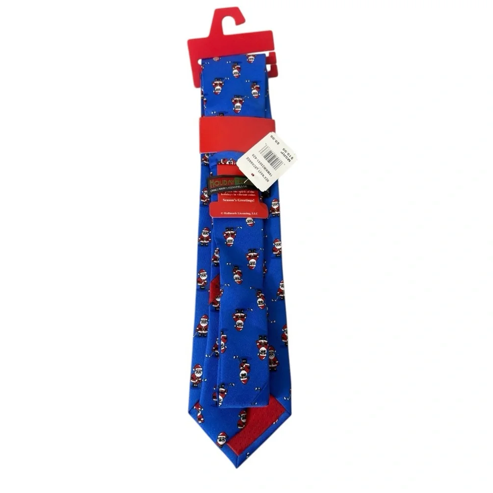 Holiday‎ Traditions Hallmark Santa Golfing Blue Men's Tie
